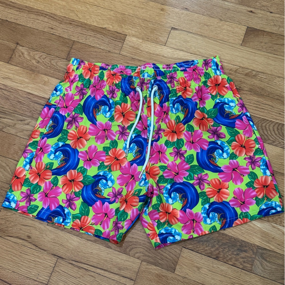 Frankie's Bikinis Pink and Blue Floral Winston Board Shorts
